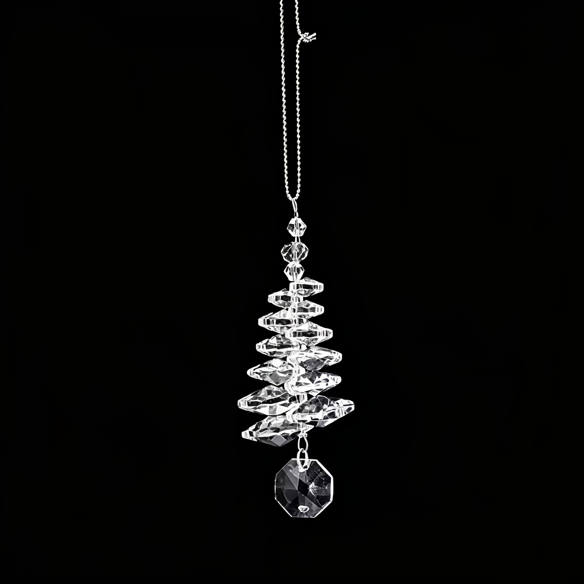 TEMU 1pc Christmas Crystal Hanging Pendant Christmas Tree Decoration Ornaments Christmas Tree Shaped And Beaded Designs, Crystal Decor, For Holiday