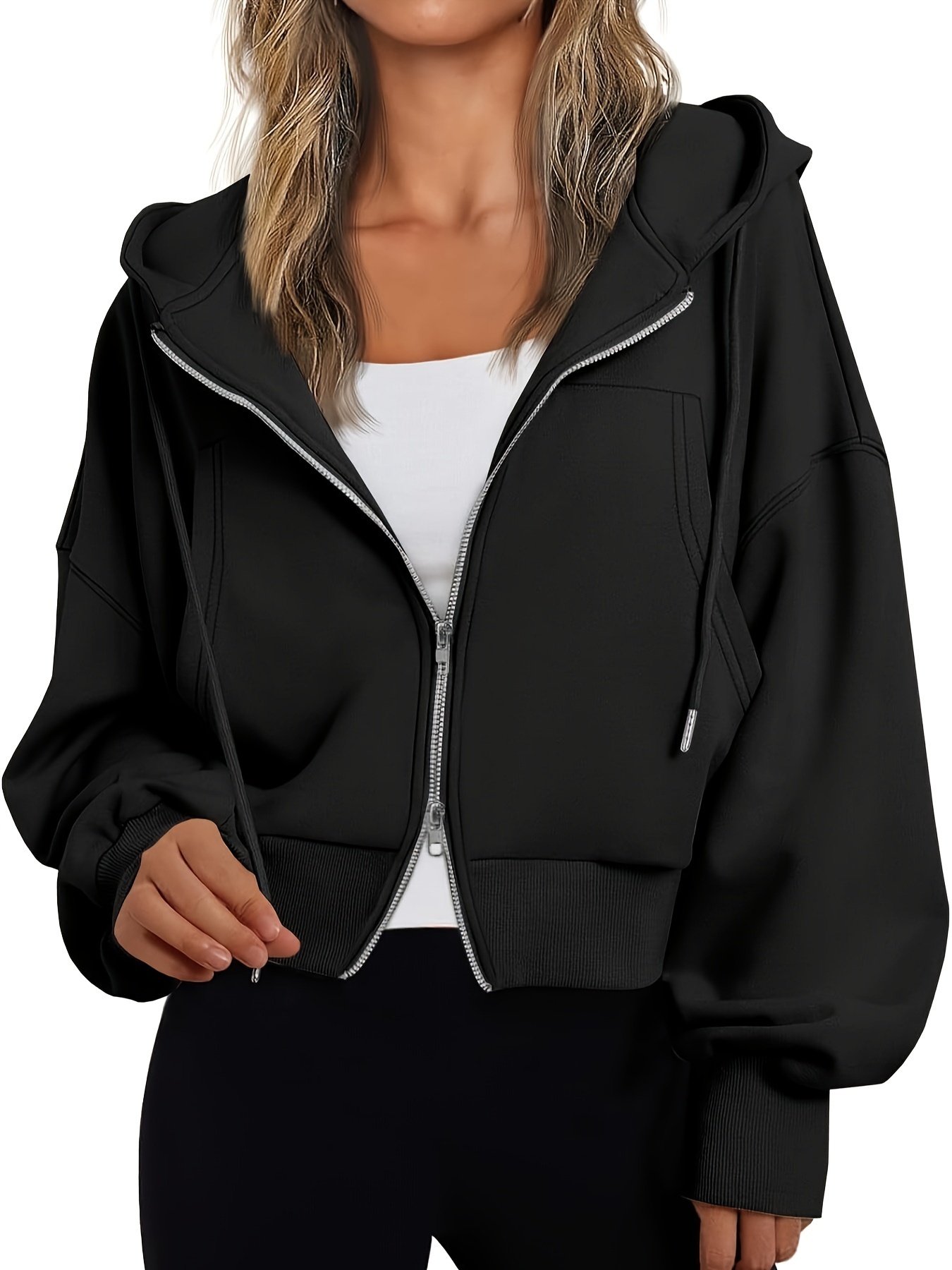 ジャケット・アウター REFLEM cropped zip hoodie Dezsed Womens Zip Up Cropped Hoodie Casual Workout Short
