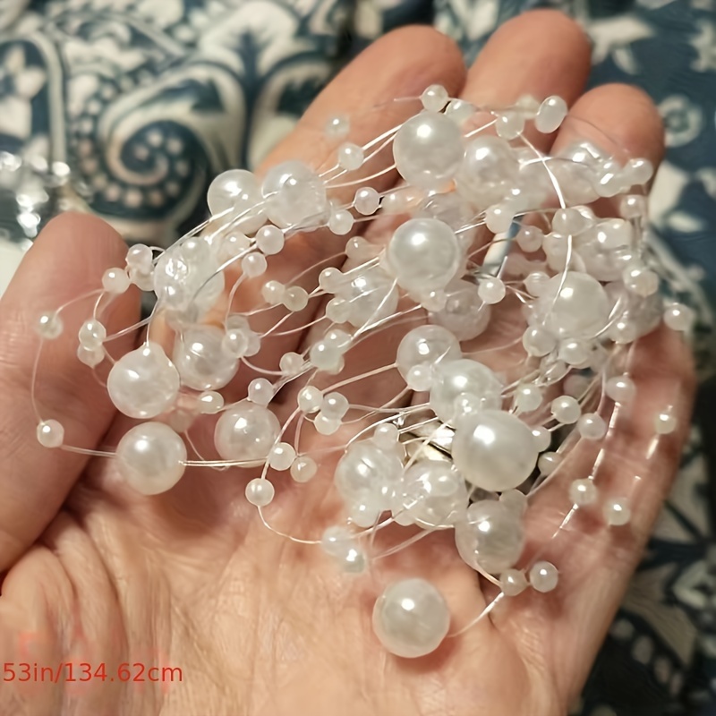 53in 8+3mm Wedding Pearl Acrylic Bead Plastic Garland Rope Wedding Party Decoration
