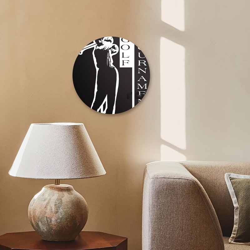 Rustic Golf Themed Aluminum Sign, 20x20cm, 3d Relief Golfer Silhouette