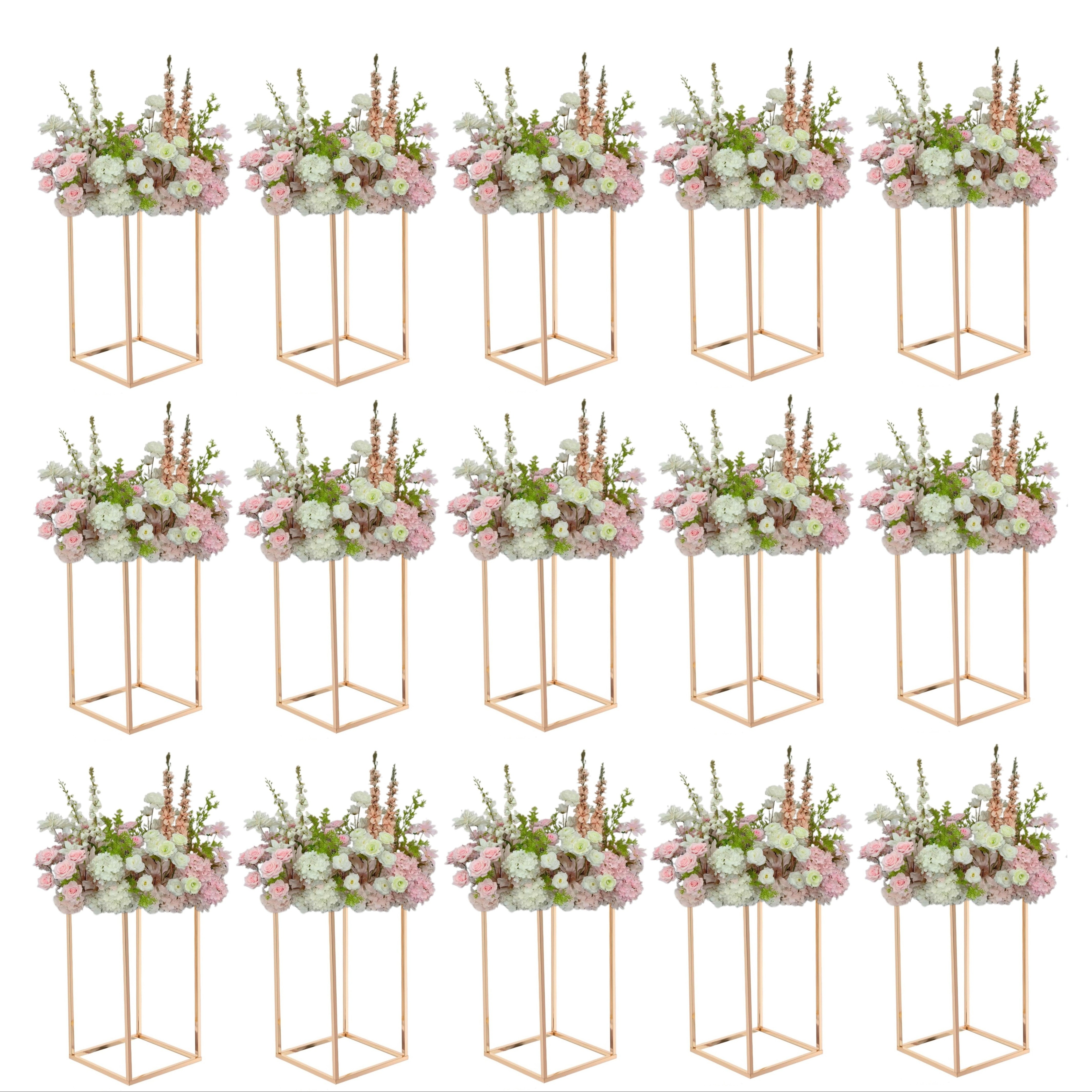 

15pcs Flower Stands, 15.75 Inches Tall Metal Vases Geometric Wedding Table Display Centerpieces, Floral Decoration Holders For Wedding Party Decor