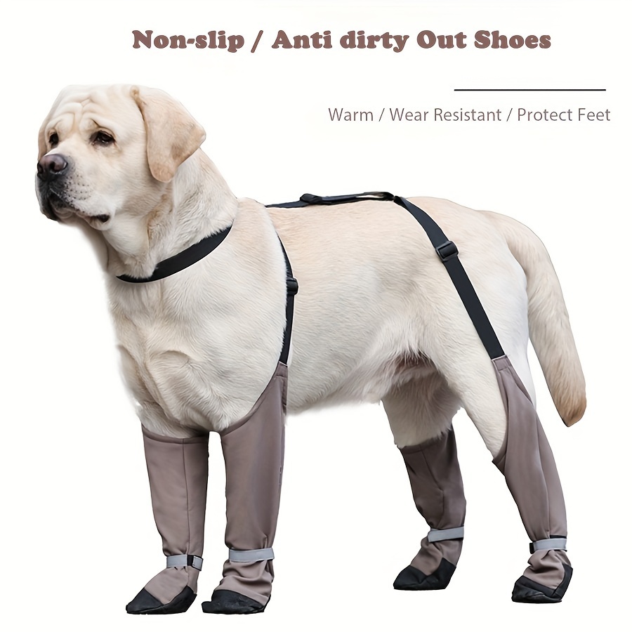 

Adjustable Waterproof Dog Boots, Outdoor Anti-slip Pet Winter Shoes With Secure Buckles And Straps, All-season Warmth, Protective For Small To Large Breeds, Ideal For Snowy Walks