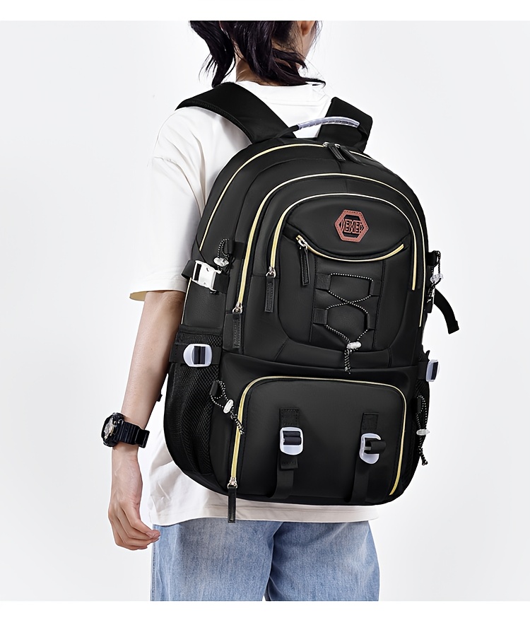 [Large Capacity Hiking Backpack] 10.57 Gallon Large Capacity Hiking Backpack with Shoe Compartment & Laptop Sleeve - Durable Multi-Compartment Travel Backpack with Padded Shoulder Straps, Padded Back Panel & High Quality Design - Blue/Grey/Tan for Camping, Business Travel, School - Ideal Gift for Outdoor Adventurers (36-40L)