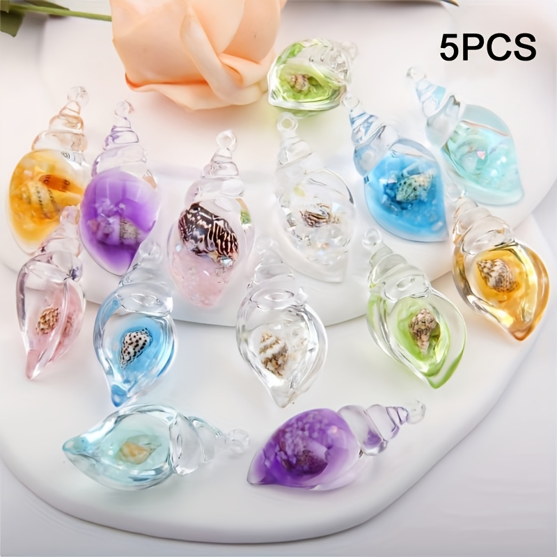 

10pcs Luminous Acrylic Conch Shell Charms - Plastic Seashell Pendants For Diy Crafts, Jewelry Making Accessories, Keychains, Cellphone Decorations, No Mosaic Material