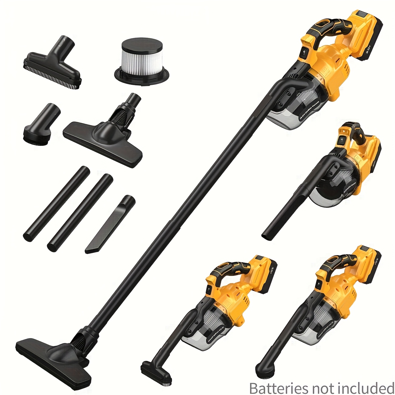 TEMU Handheld Battery Vacuum Cleaner, Suitable For 20v Battery, Car Vacuum Cleaner, Hard Floor Car Pet Hair Cleaning, 5 Types Of Multi Nozzle,