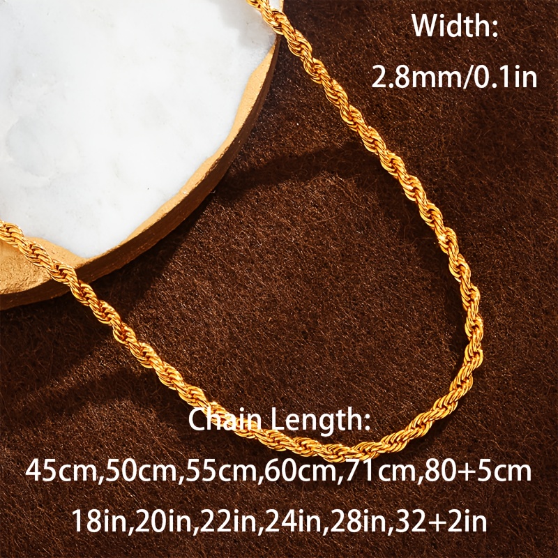 Image of 925 Sterling Silver Women's Necklace, Twisted Chain, 18in, 20in, 22in, 24in, 28in, 32+2in Minimalist And , , Hypoallergenic, Rust-resistant, And Fade-resistant. Women's Jewelry. Gift Box Packaging