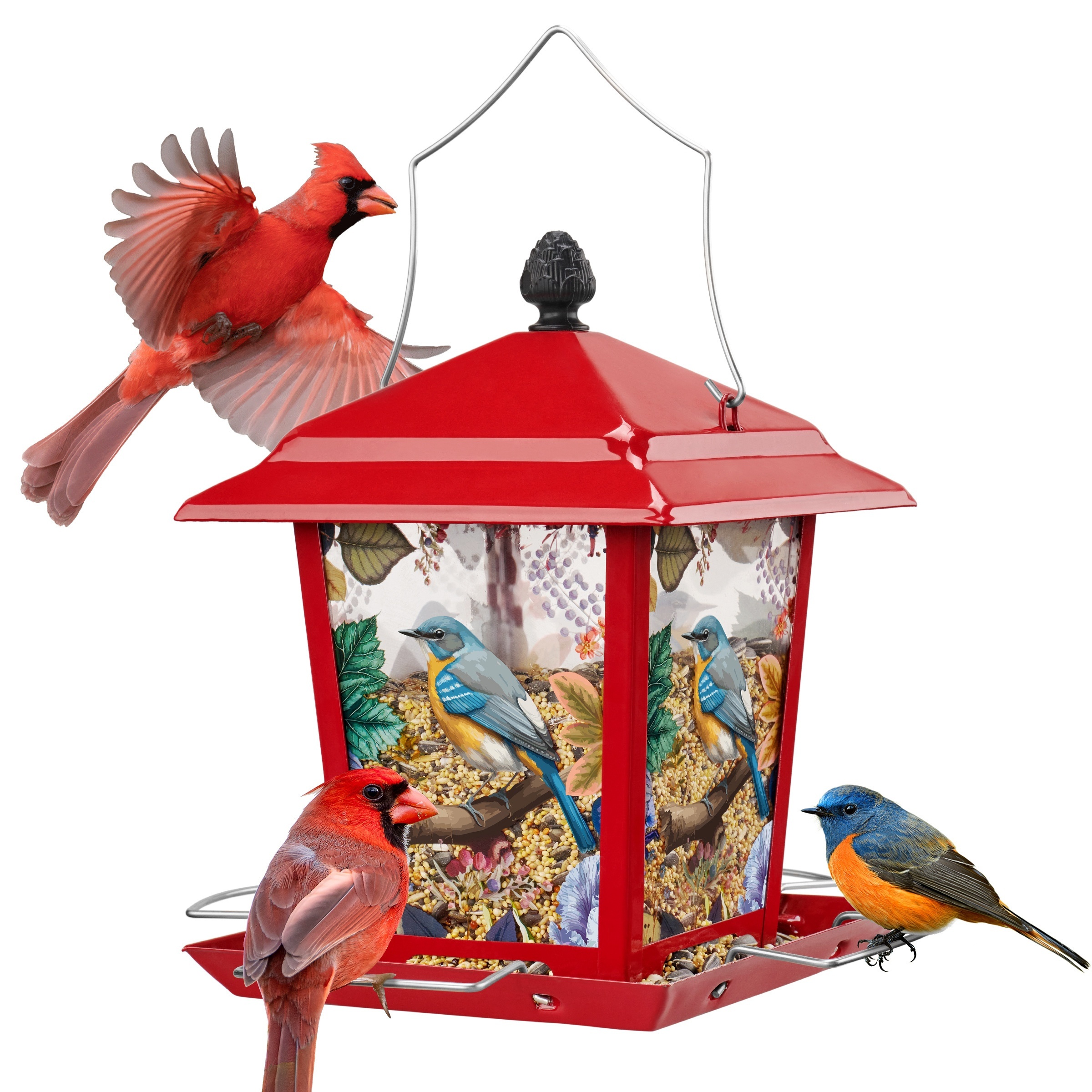 

Kingsyard Feeder For Outdoor Hanging - Wild Bird Feeder With 4 Waterproof Roof