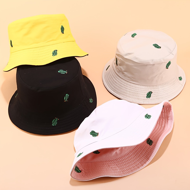 Green Cactus Embroidery Bucket Hat Cute Cartoon Fruit Candy Color  Reversible Sun Hats Lightweight Fisherman For Women Girls - Jewelry &  Accessories - Temu
