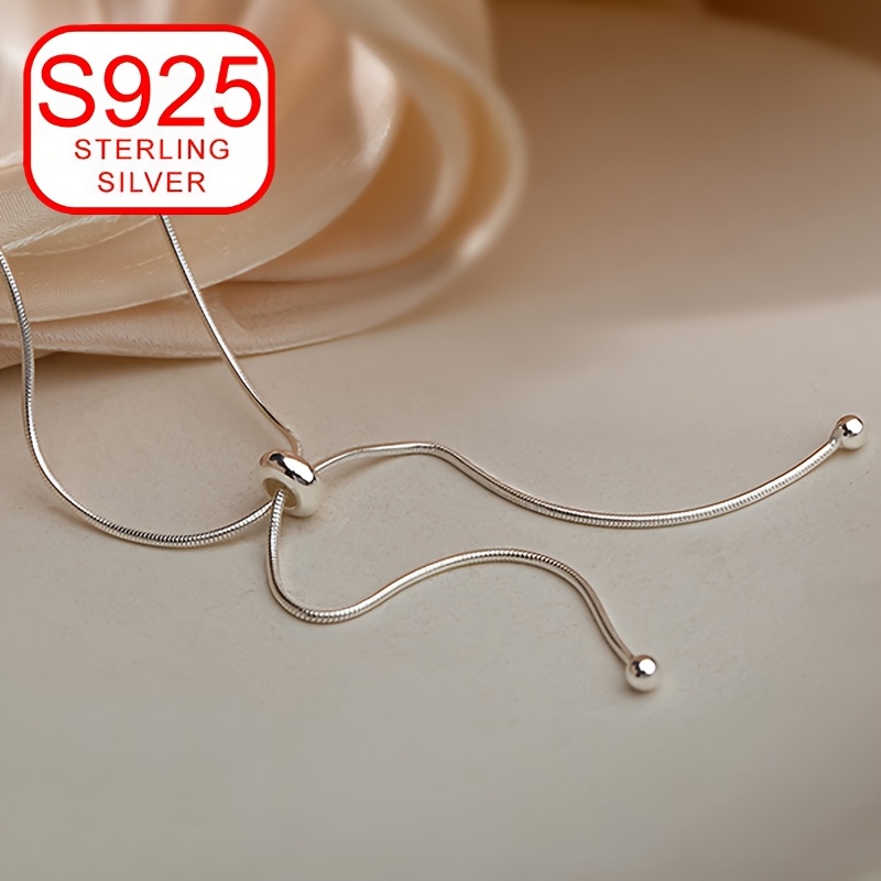 925 Silver Adjustable Snake Bone Necklace