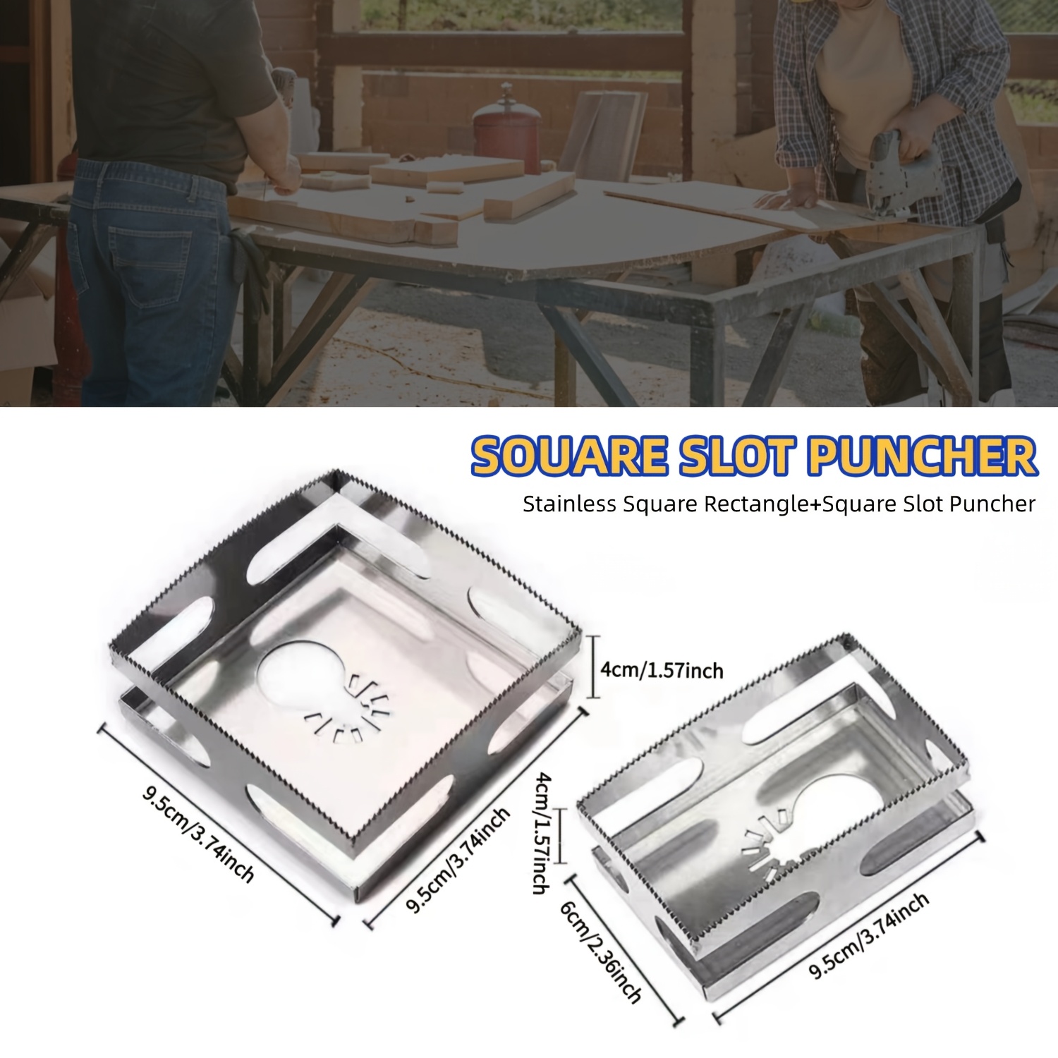 

2pcs Woodworking Square , Socket , Including 2pcs Of Stainlesssteel Sauare And Rectanqular , Used With An Oscillatina Tool.suitable For Drilling Holes In Wood, Plaster, Tiles, Walls, Etc