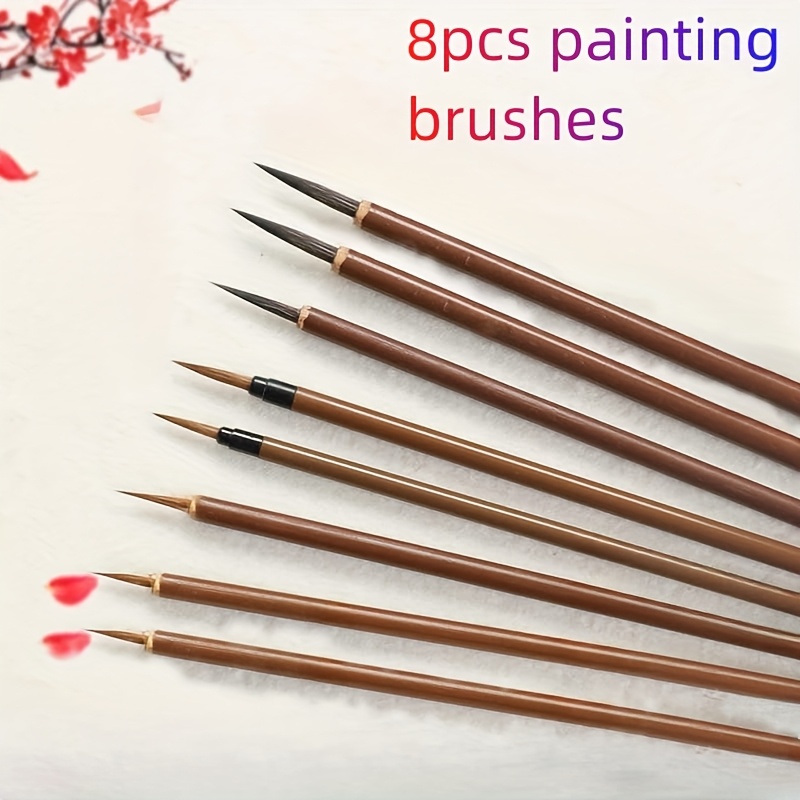 Image of Flower-branch Fine Line Brush, Chinese Painting Wolf-hair Brush, Art Special Leaf Tendon Painting, White Drawing Rat Whisker Brush, Large, Medium And Small