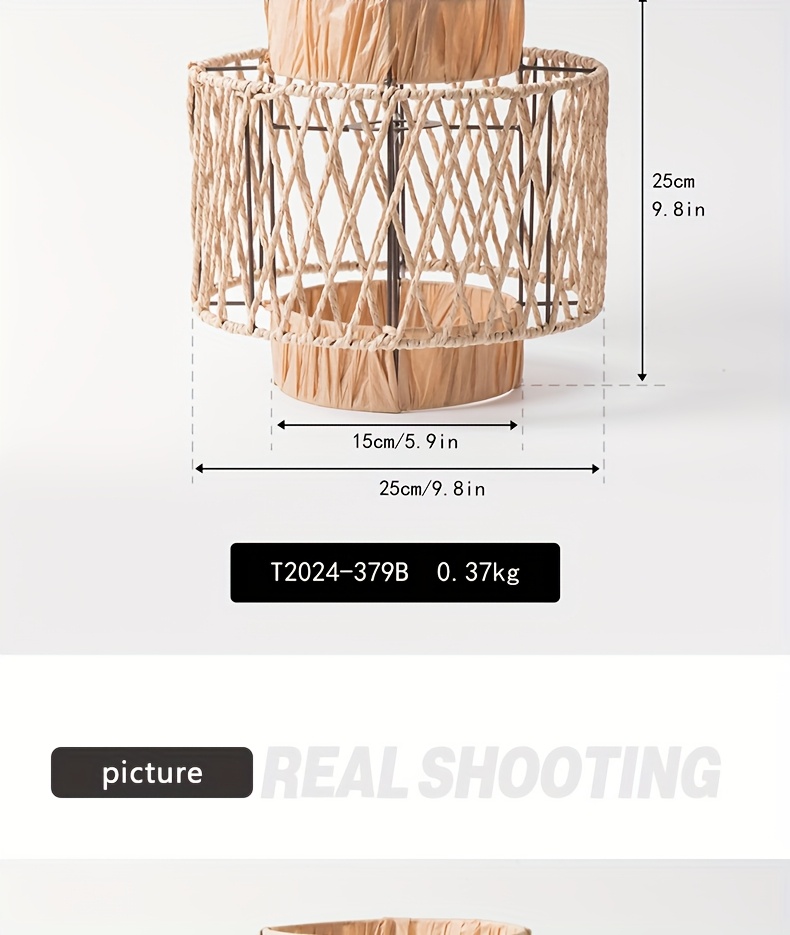 chinese retro style chandelier decorative lampshade indoor high end chandelier lighting     woven paper rope lampshade details 1