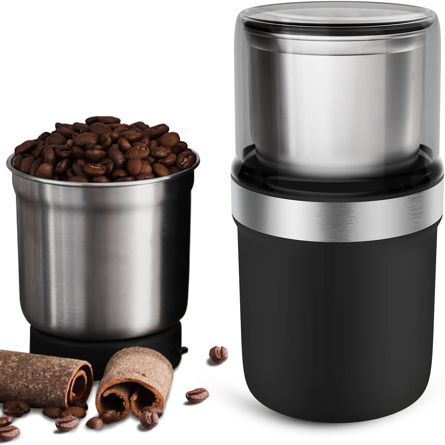 TEMU 【製品タイトル】グラインダー 電動グラインダー 多目的 コーヒーグラインダー お手入れ簡単 パウダー研磨 コーヒー豆、チリ、ペッパー、生姜、パールなどに