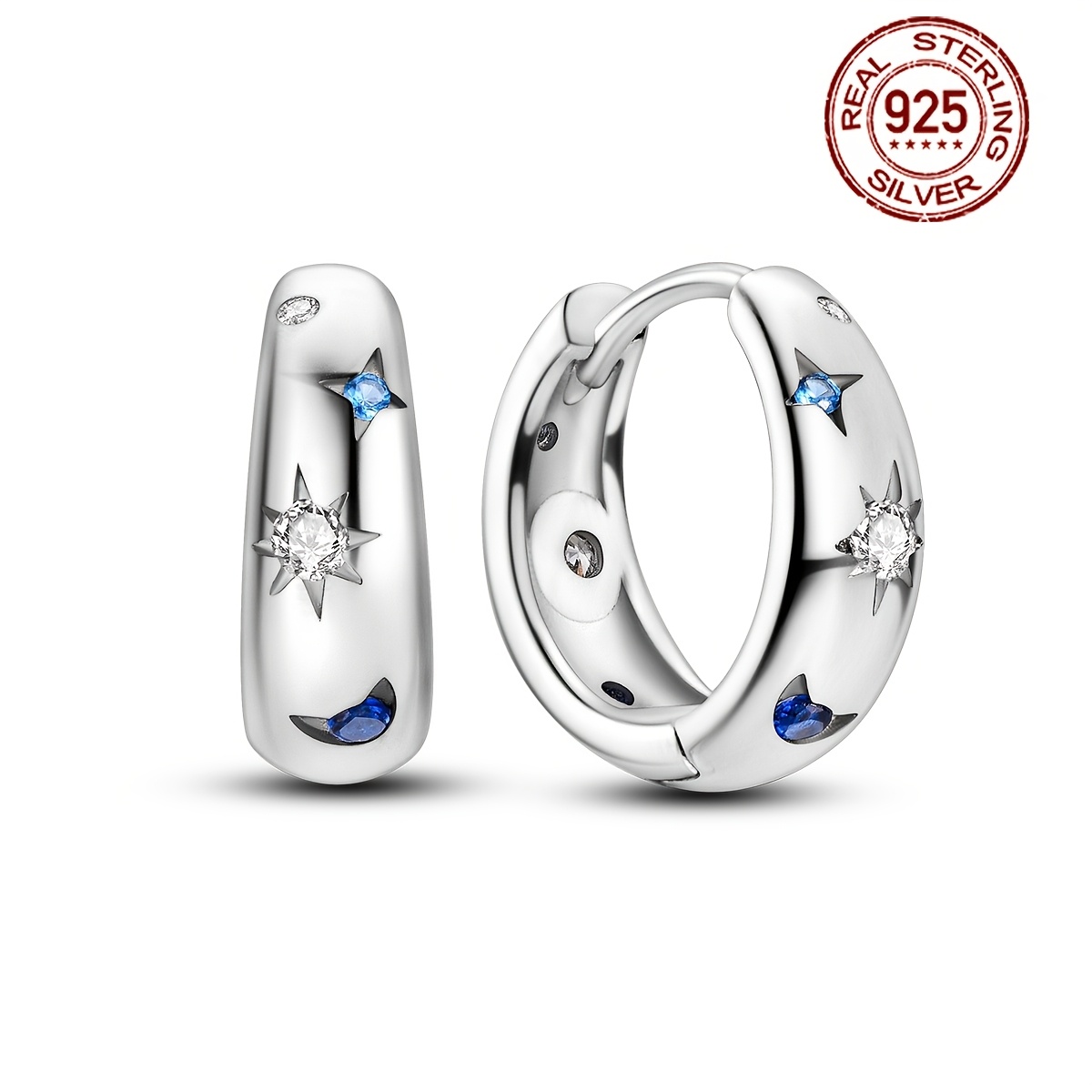 

A Pair Of S925 Featuring Of , Moon, And Stars, In An Elegant Style, Wear Or As A Gift, Making It An For Women.