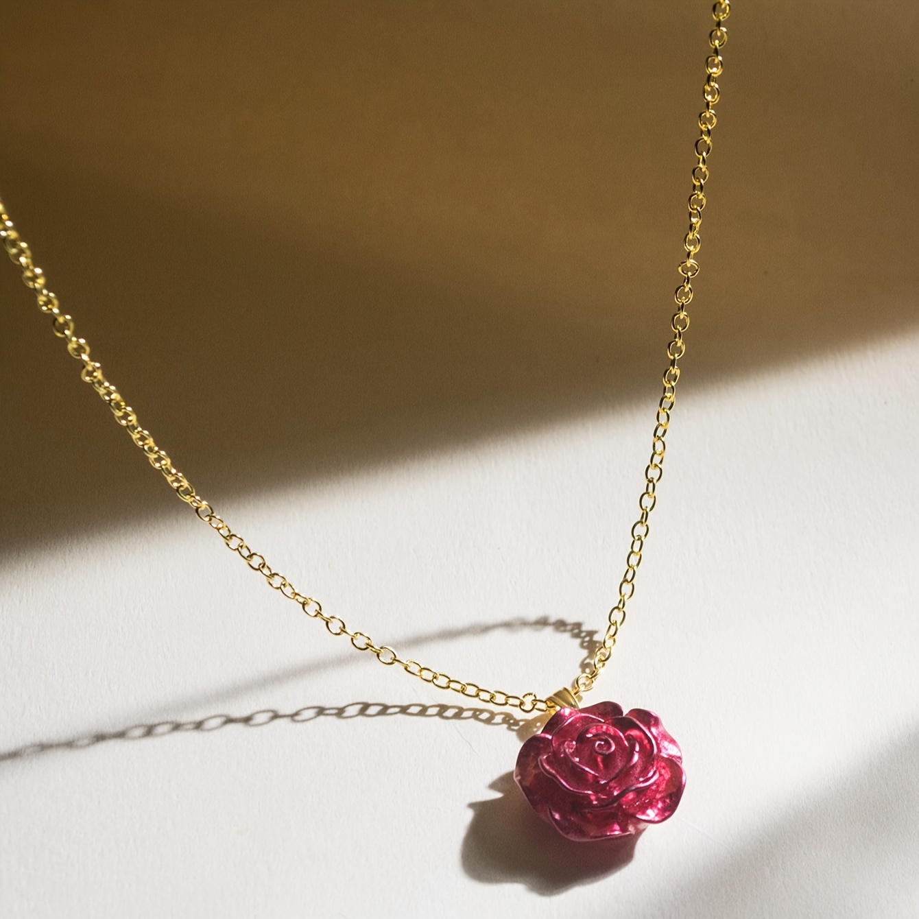 1 set womens necklace earrings set red rose flower pendant - Temu Mauritius