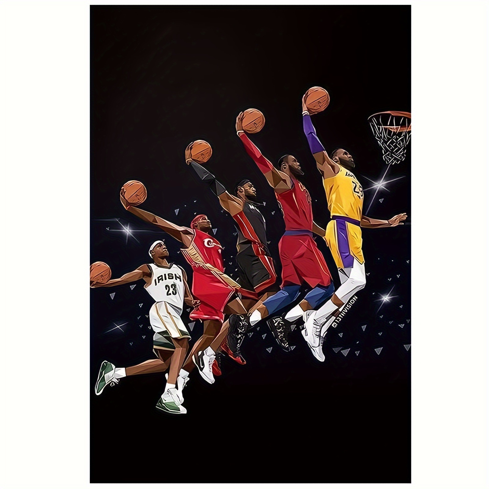 

Basketball Legends Canvas Art Set - 1pc, Frameless, 12x18inch, Durable Canvas Material, Sports-themed Wall Art For Boys Bedroom & Home Decor