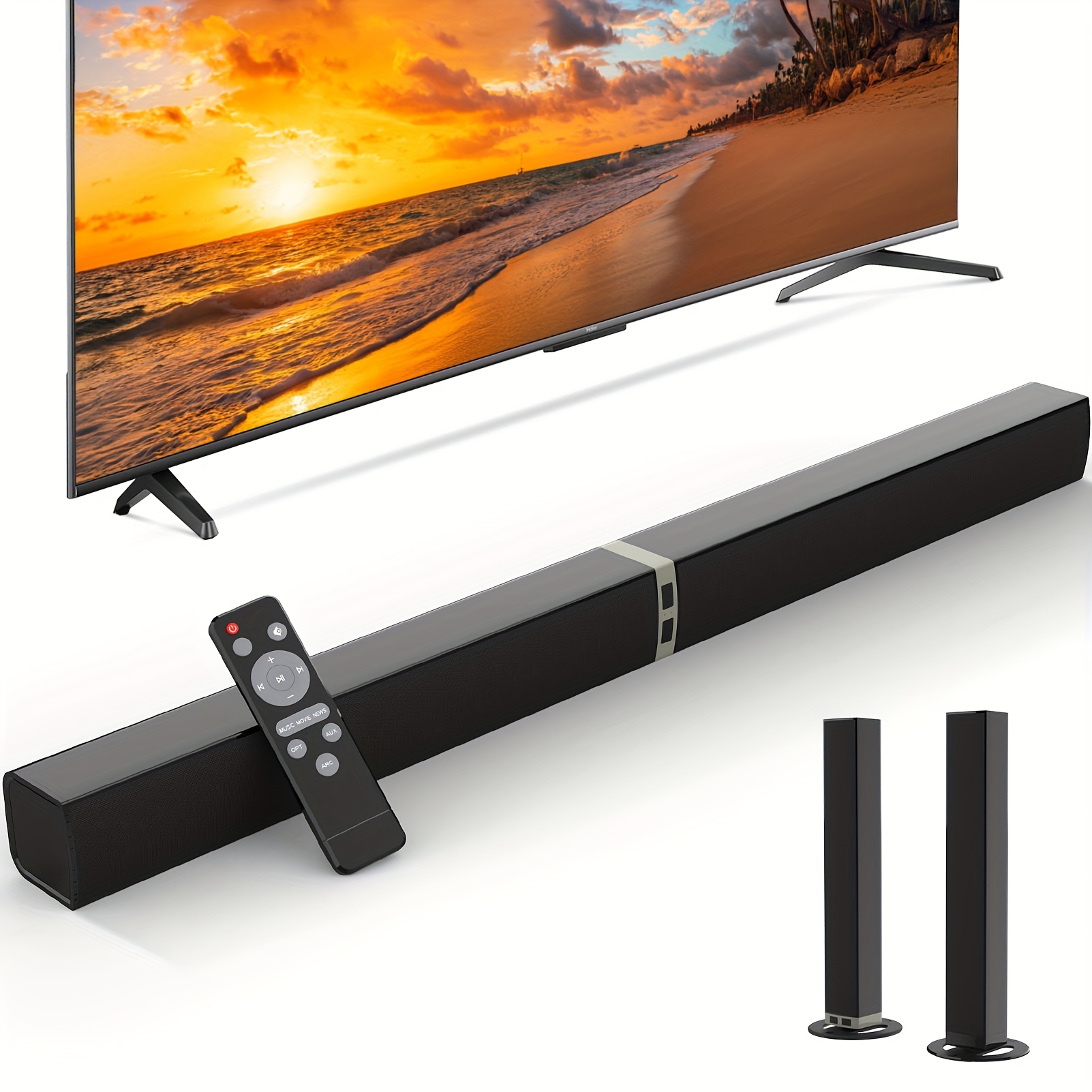 TEMU 2 In Sound Bar, Sound Bars For Smart Tv -wireless 2.0 Channel Home Audio Sound Bars - Surround Sound Bars With Arc/optical/aux Connection Tv