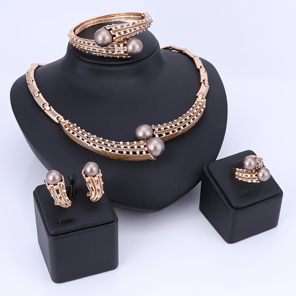 Bridal Rhinestone Simulated Pearl Jewelry Set