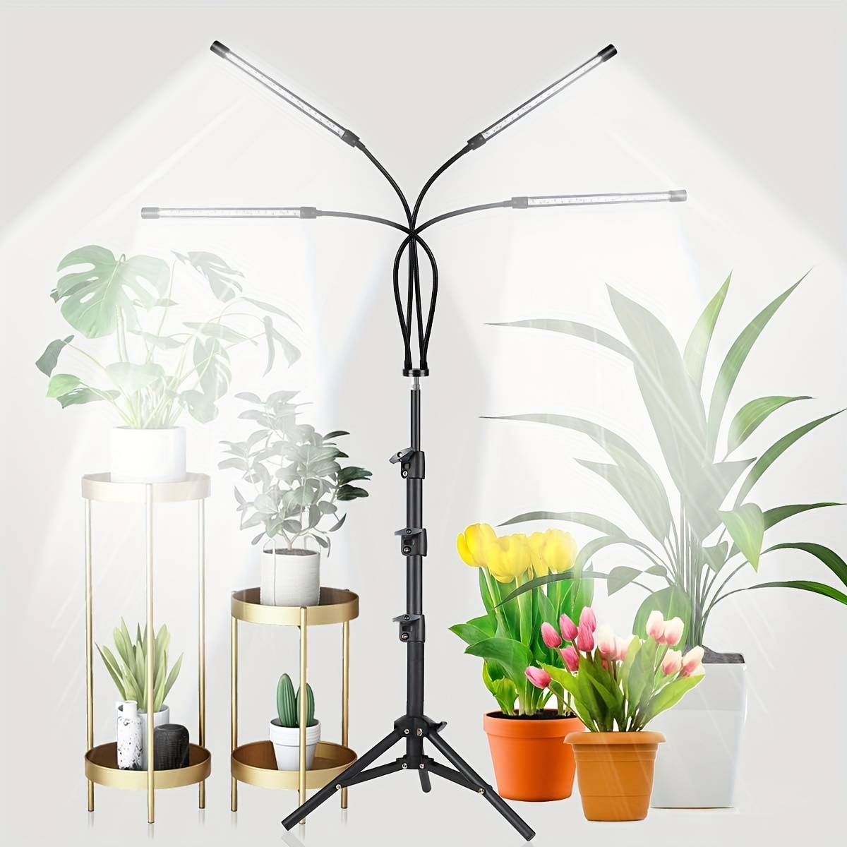 

Grow Light With Stand, For Indoor Plants With White And Warm White , 10 Dimmable , 3/9/12h Timer, 3 Switch , Adjustable Gooseneck, Suitable For Plants Growth