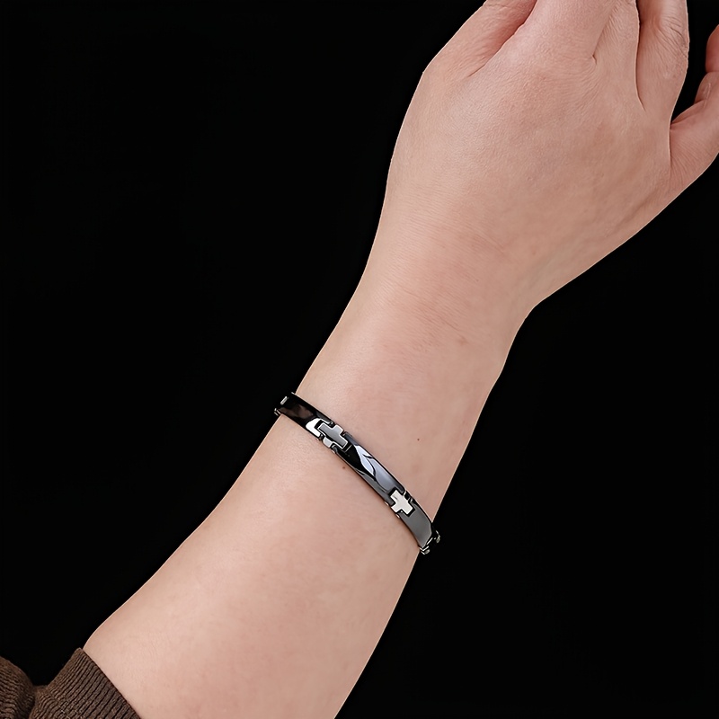 Ceramic Cross Bracelet December Birthstone