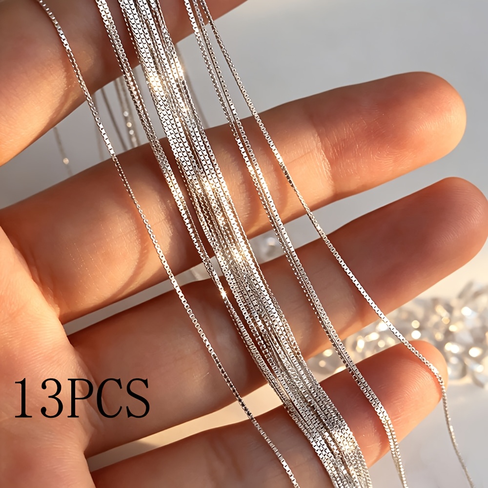 TEMU Lot de 13 chaîne boîte courte en acier inoxydable, + chaîne d'extension de 5 cm/1,96 pouce, imperméable, durable, non revêtu, matériau