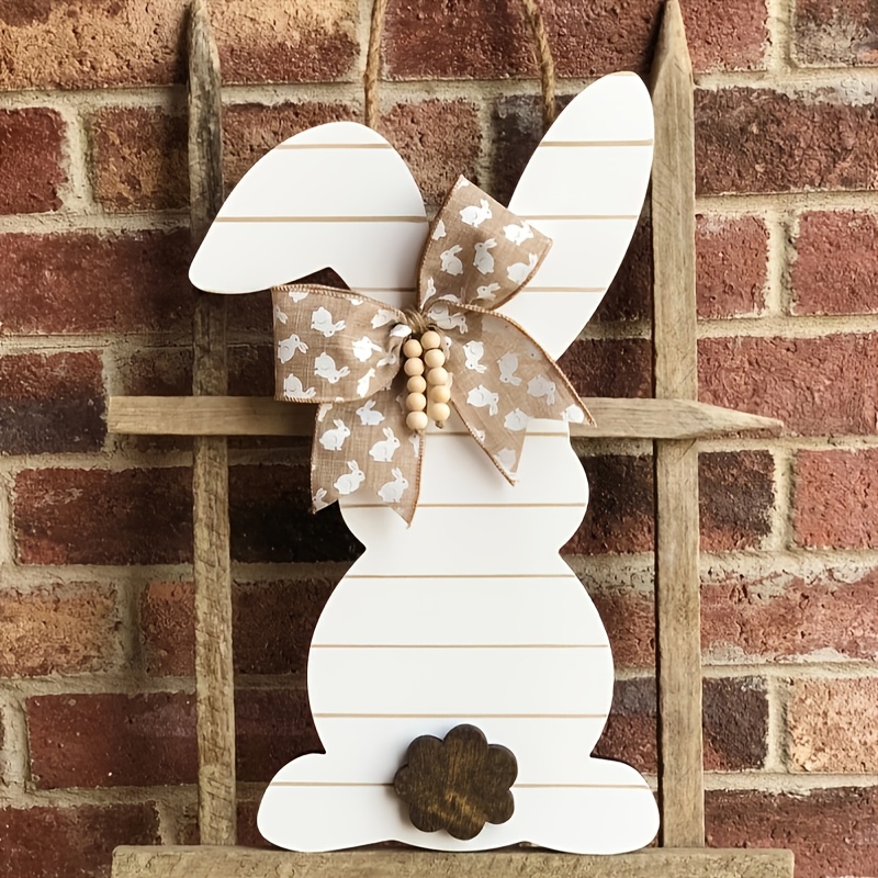 

3d Bunny Door Hanger - 17.7" Farmhouse Rabbit Decor For Front Door, Home & Outdoor Spring Wooden Sign