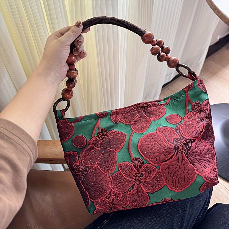 E-shop 1 Stück Damen Vintage Jacquard Schultertasche - Elegant geeignet für Pendeln, Arbeit & Einkaufen, Reißverschluss Handtasche mit Trageriemen,