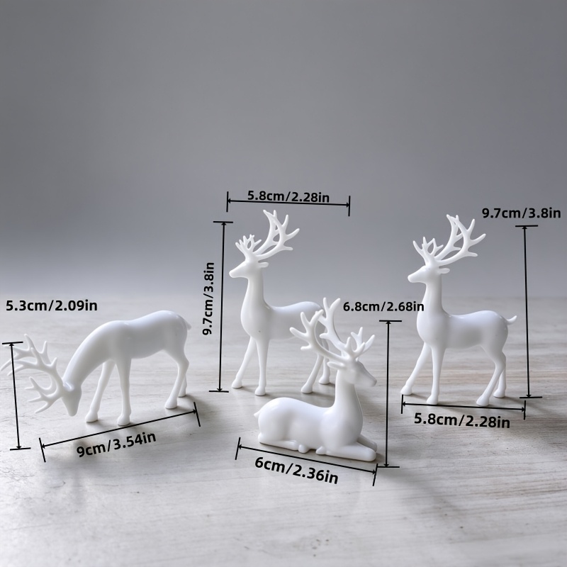 TEMU Lot de 4 figurines de - Statues de table en plastique adaptées à la décoration de Noël, statues de pour bureau, étagère, cadeaux de pendaison de