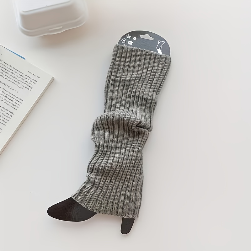 TEMU 1 Pair - Women' Color Elastic Warm Leg Warmers Suitable For Daily Commuting, Versatile Knee-high Socks