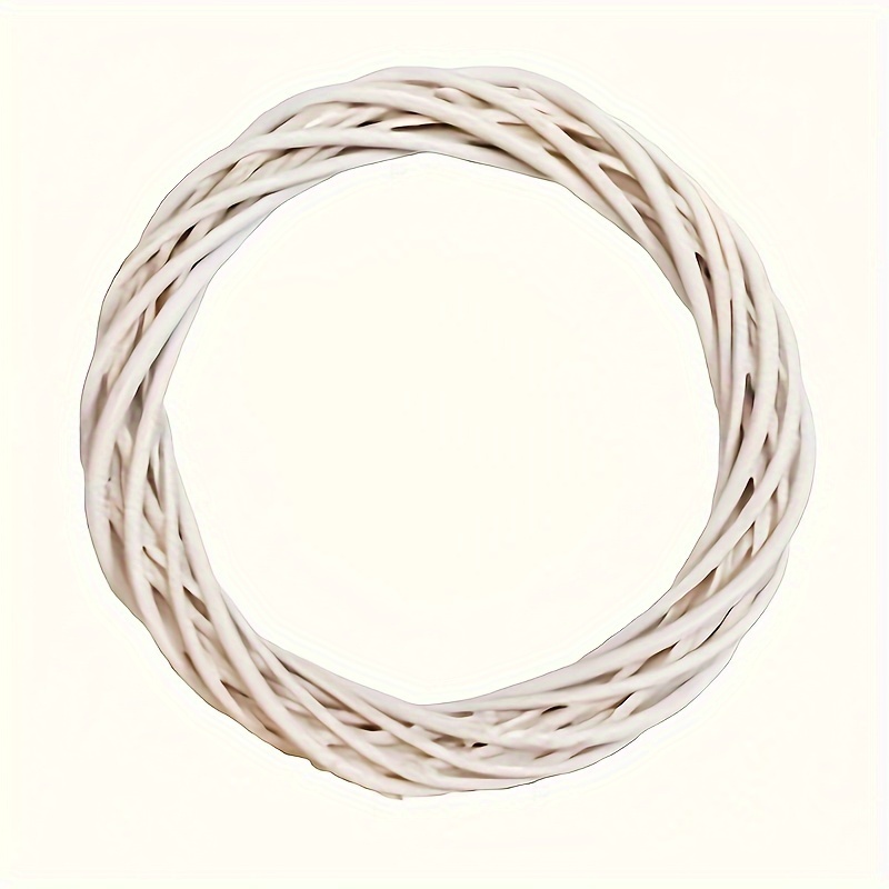 

1pc, Garland Diy Craft Rattan Garland Round Garland Christmas Decoration Party Banquet With Rattan Braided Garland Ring Window Door Hanging Decoration Handicraft White