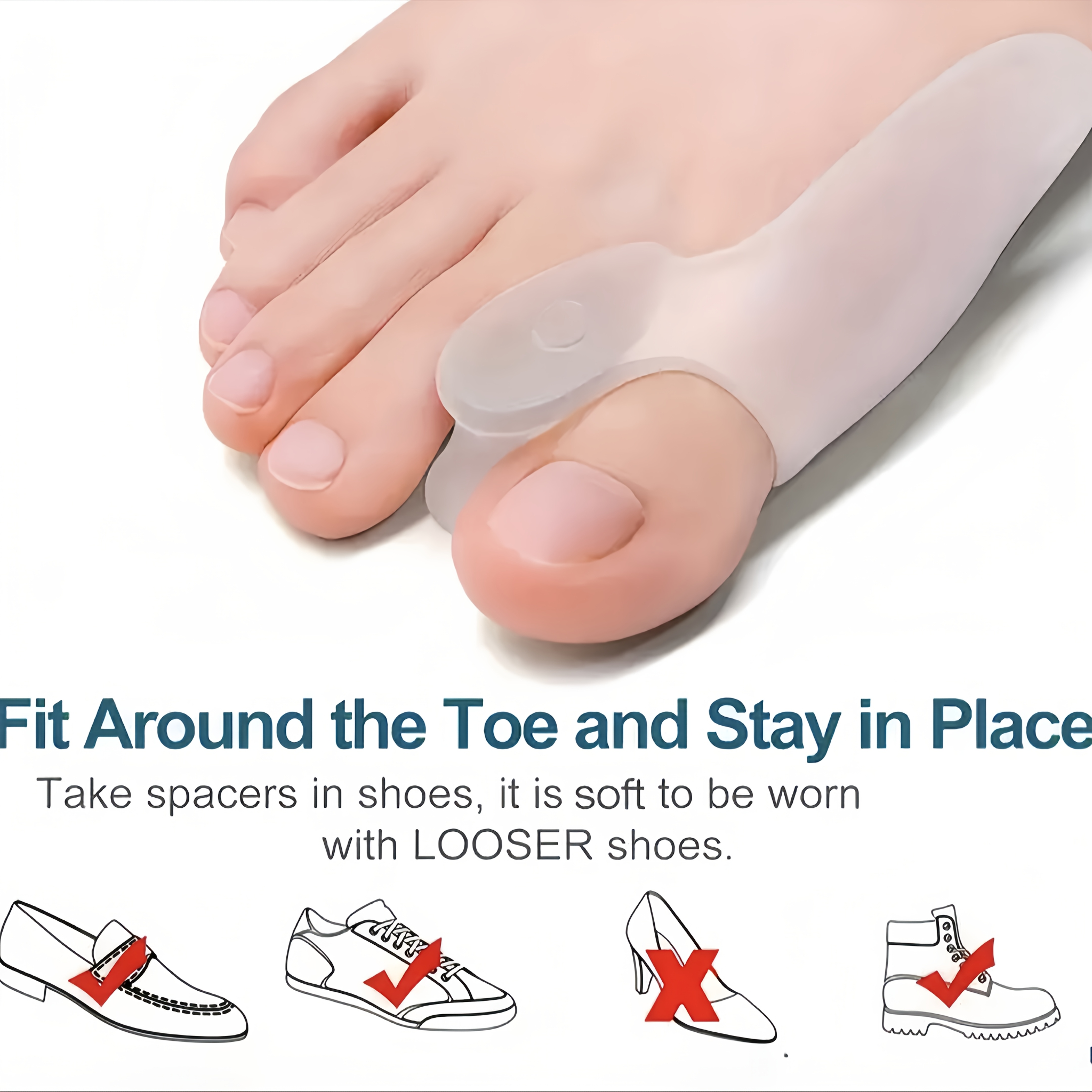Silicone Toe Separators, 2pcs Set