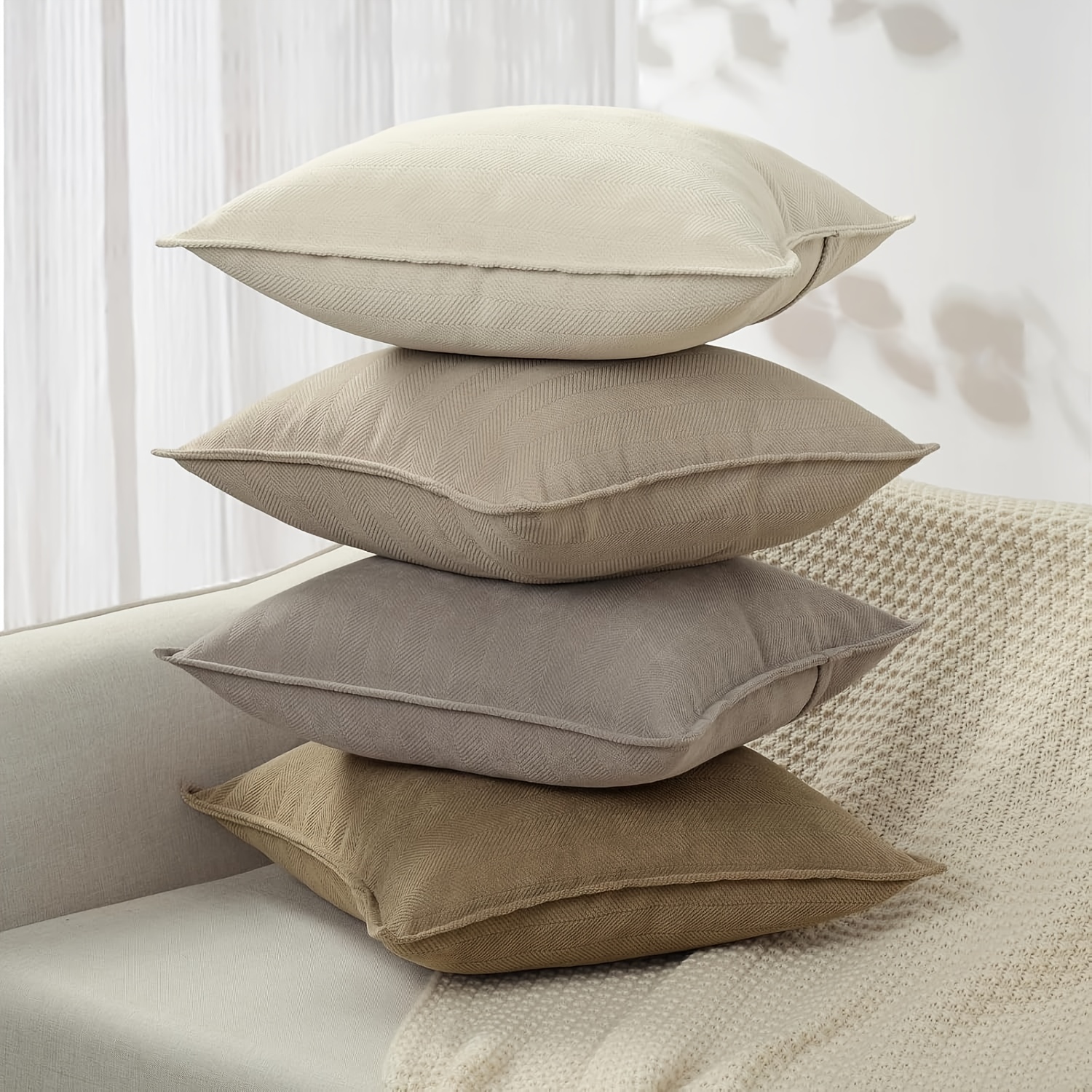 3pcs Set, Herb-patterned Western Modern Double-sided Design Chenille Throw Pillow Covers, No Pillow Core, Soft, Comfortable and Natural Bohemian-style Farmhouse Neutral Sofa Cushion Cover, Outdoor Modern Sofa Bed Cover, Living Room Home Decoration
