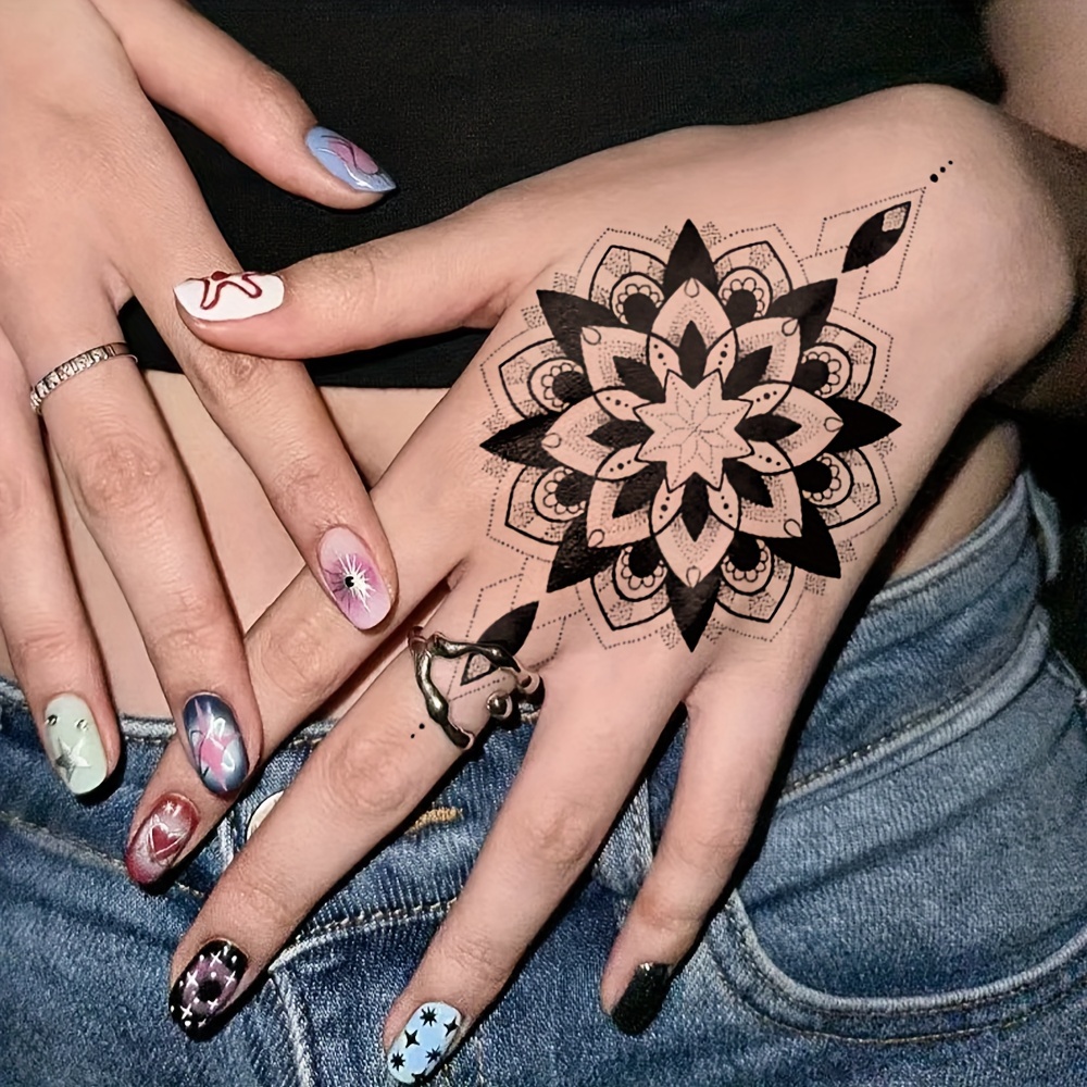 

Hyperrealistic Henna Totem Temporary Tattoo - Easy Apply & Remove, Perfect For Skin Or Glass Surfaces, Colorfast, Realistic Design