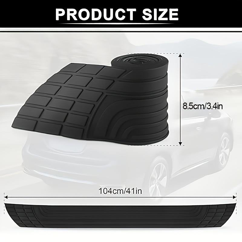 Image of Silicone Car Bumper Protector - 41" X 3.4" Anti-scratch Trunk Guard, Black Textured Design For Protection Against Scratches And , , Car | Ribbed Design | Silicone Material, Car Protection Accessories