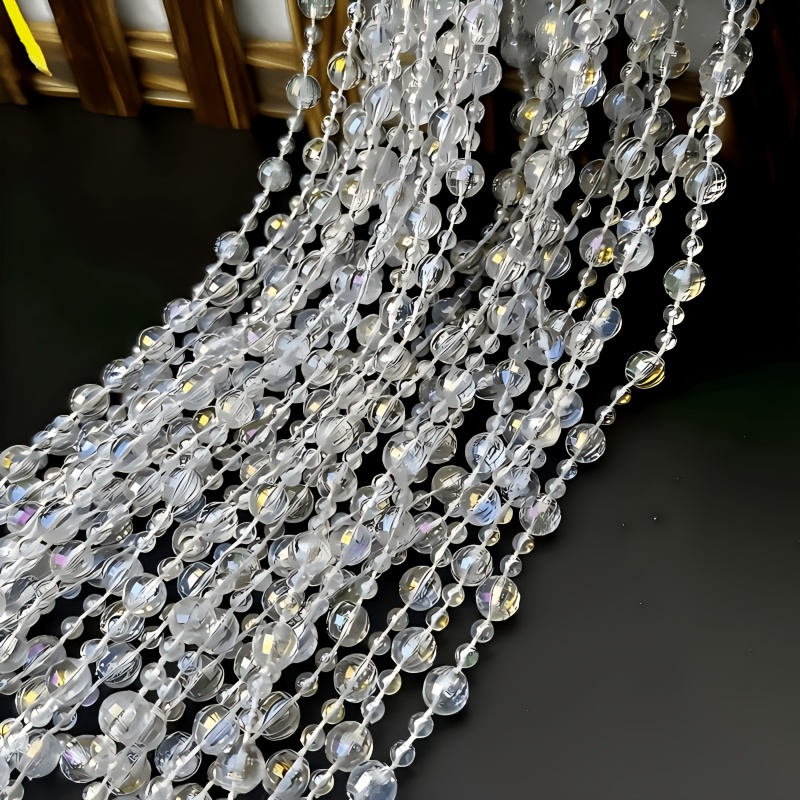 TEMU 13 Meters/511.86 Inches Total Length 1pc Transparent Iridescent Bead Chain Garland Suitable For Christmas, Weddings, Birthdays, Crafts,