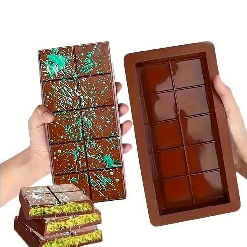 1pc 10 silicone chocolate bar mold large food grade candy mold suitable for making large deep and filled candy bars snacks and desserts easy demolding and cleaning durable kitchen baking chocolate mold