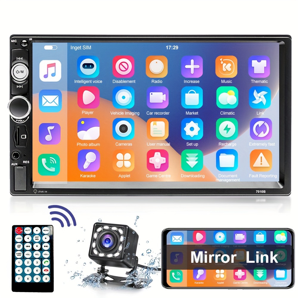  Estéreo de coche Android 1 DIN 6.9 pulgadas pantalla táctil Radio  coche con navegación GPS estéreo coche Bluetooth FM receptor soporte  teléfono espejo enlace con doble interfaz USB : Electrónica