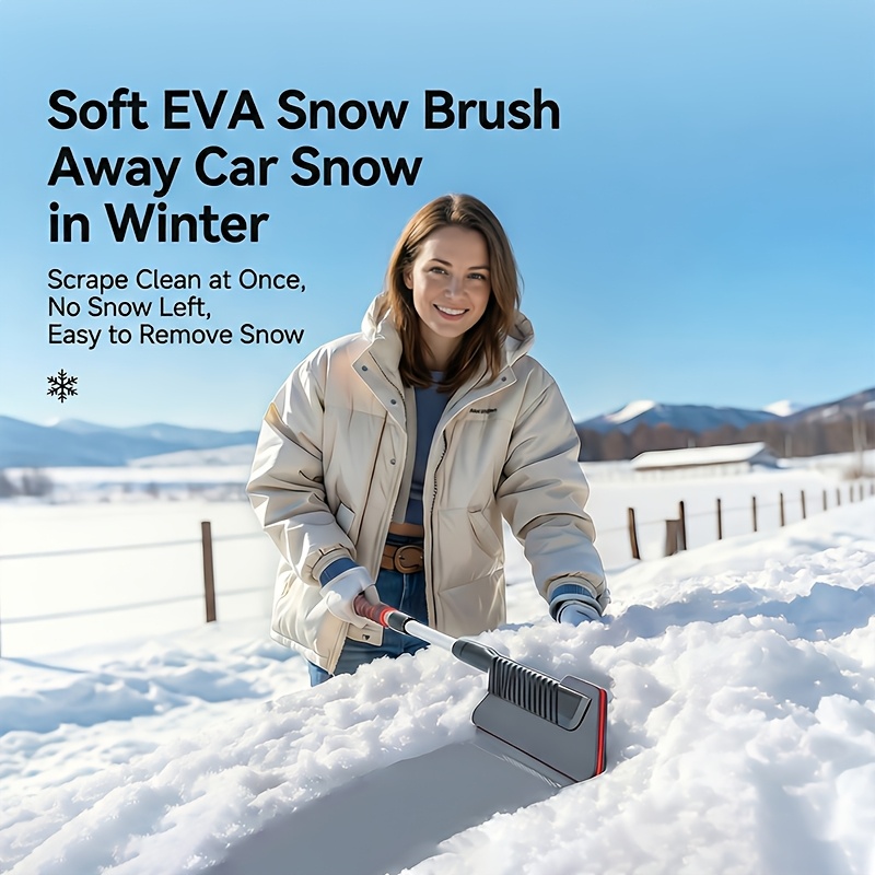 TEMU Eine teleskopische Auto-Schneeschaufel und Eisreiber, ein Winter-Schneebürste und Eisreiber, mit einem abnehmbaren Design für platzsparende