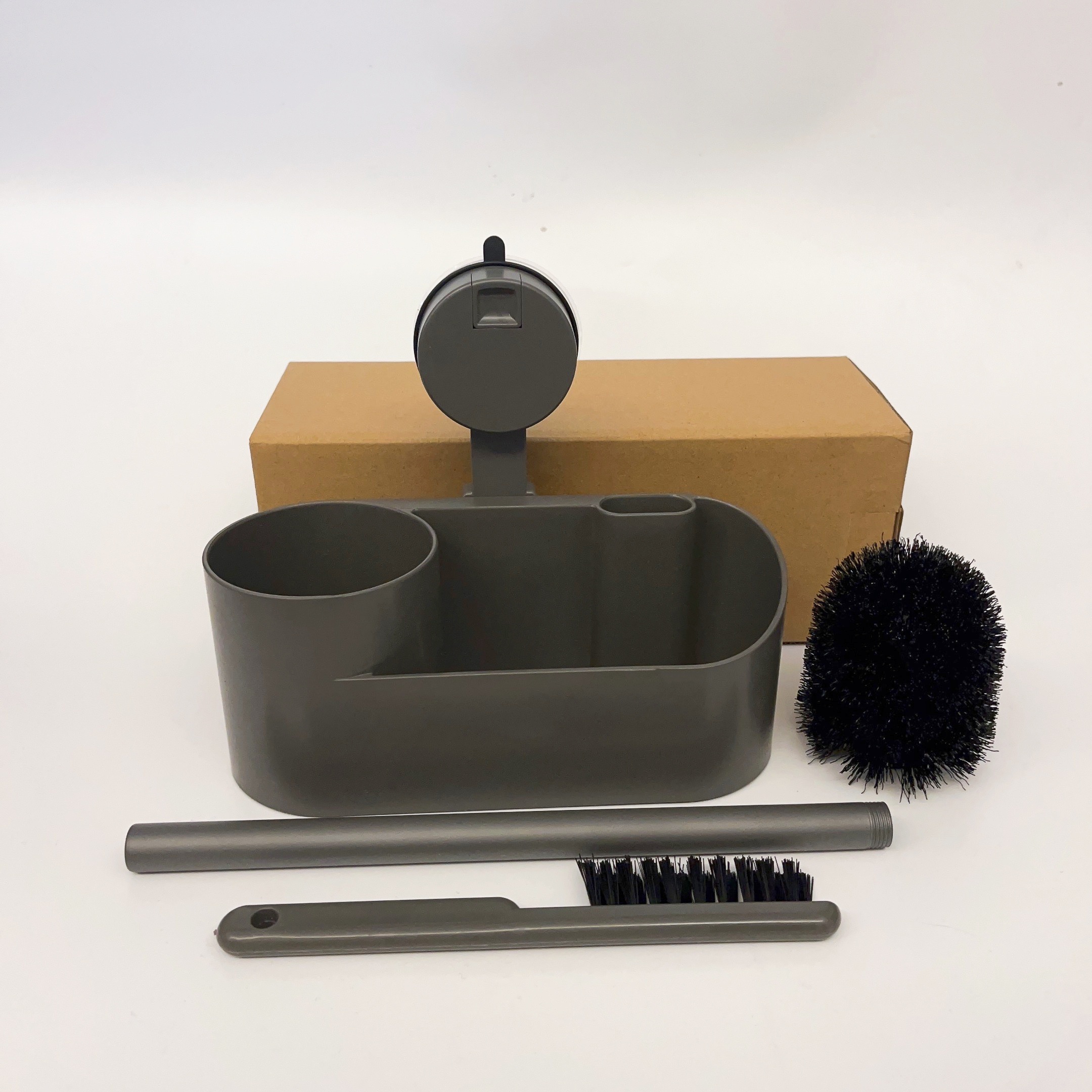 E-shop 1 Set Saugnapf WC Bürstenhalter ohne Bohren, Pistolenbraun mit Fugenbürsten Skelett, Abfluss Halter, Dual Purpose