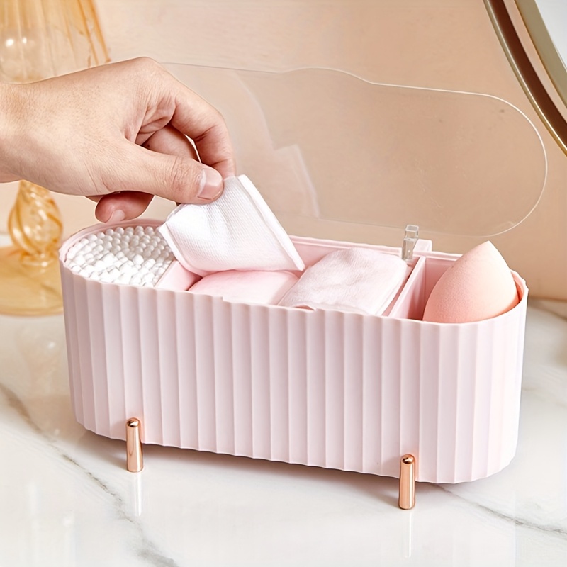 

Dustproof Cosmetic Organizer Box With Special Compartments For Masks And Jewelry - Pp Plastic, Lightweight, Countertop Makeup Storage Solution, No Electricity Needed