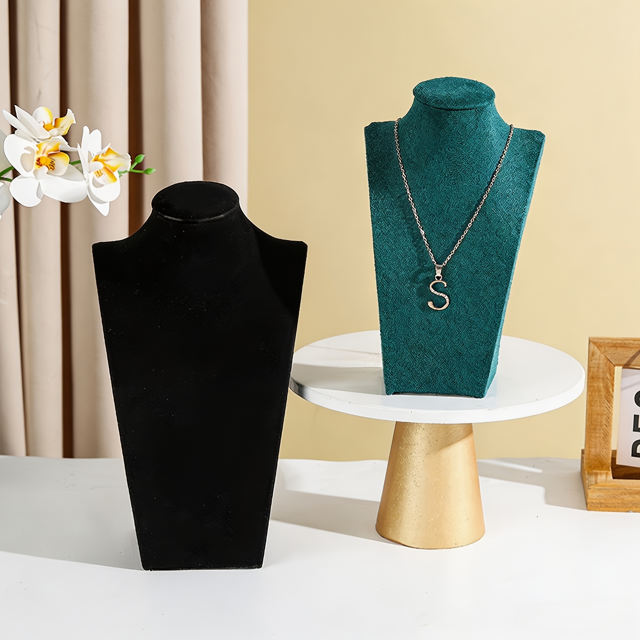2pcs Velvet Necklace Display Stands, Elegant Organisers