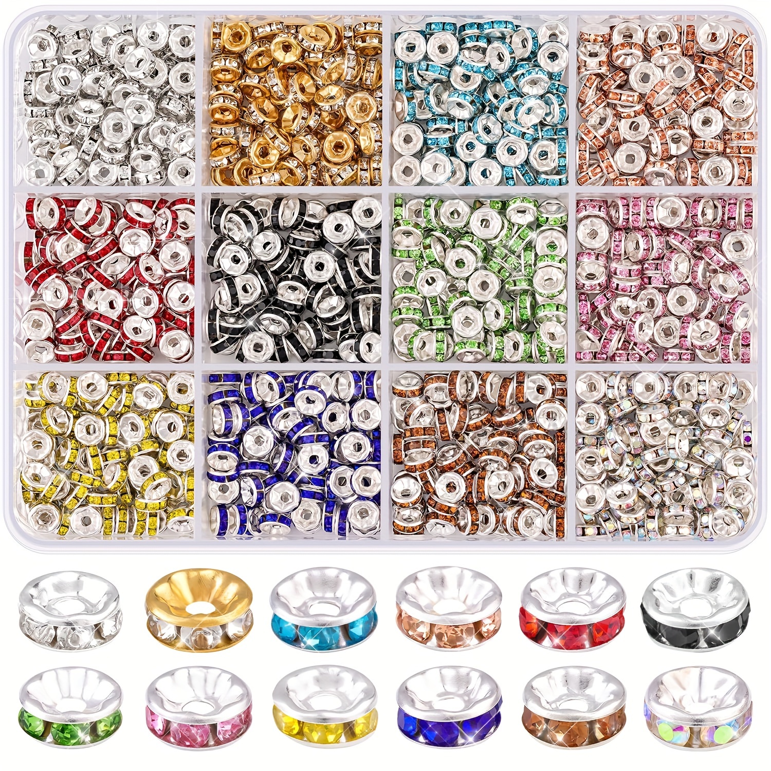 

360/480pcs Perles d'Espacement l'Artisanat, Boîte de Perles d'Espacement , Perles d'Espacement en Bracelet Boucle d'Oreille de et Décoration DIY de Stylos