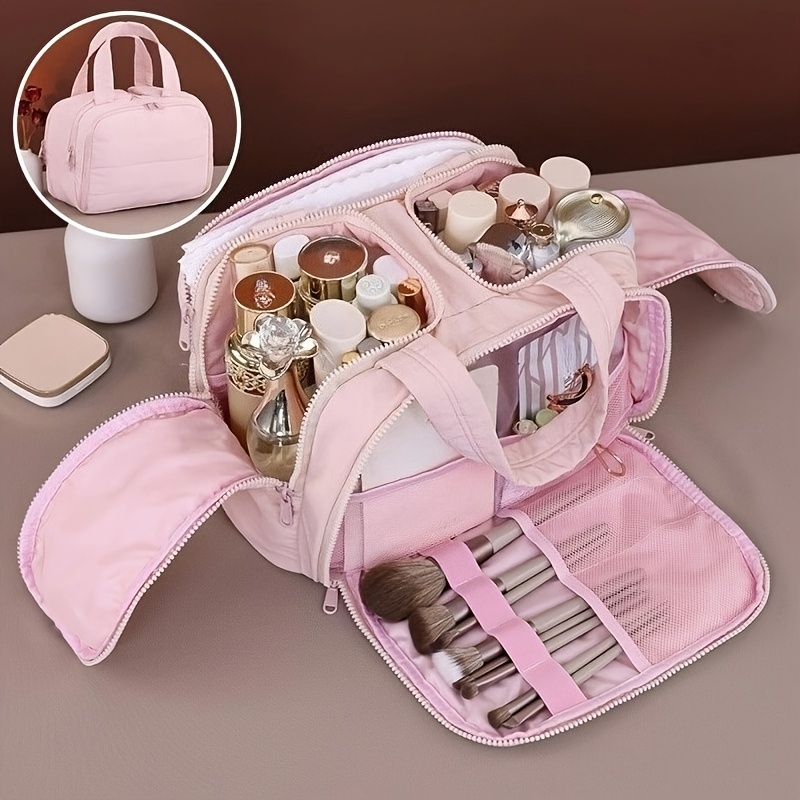 TEMU Large-capacity Travel And Toiletry Organizer In Multiple Colors-lightweight, Portable 4-door Zipper Organizer, Ideal For Vacations And Everyday