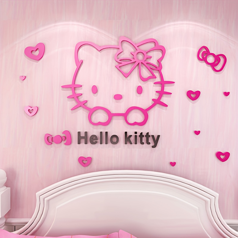 

Hello Kitty 3d Acrylic Wall Decals - Cute Cartoon-themed Bedroom Decor Set By Sanrio | , Design | Ideal Gift For Anime Fans