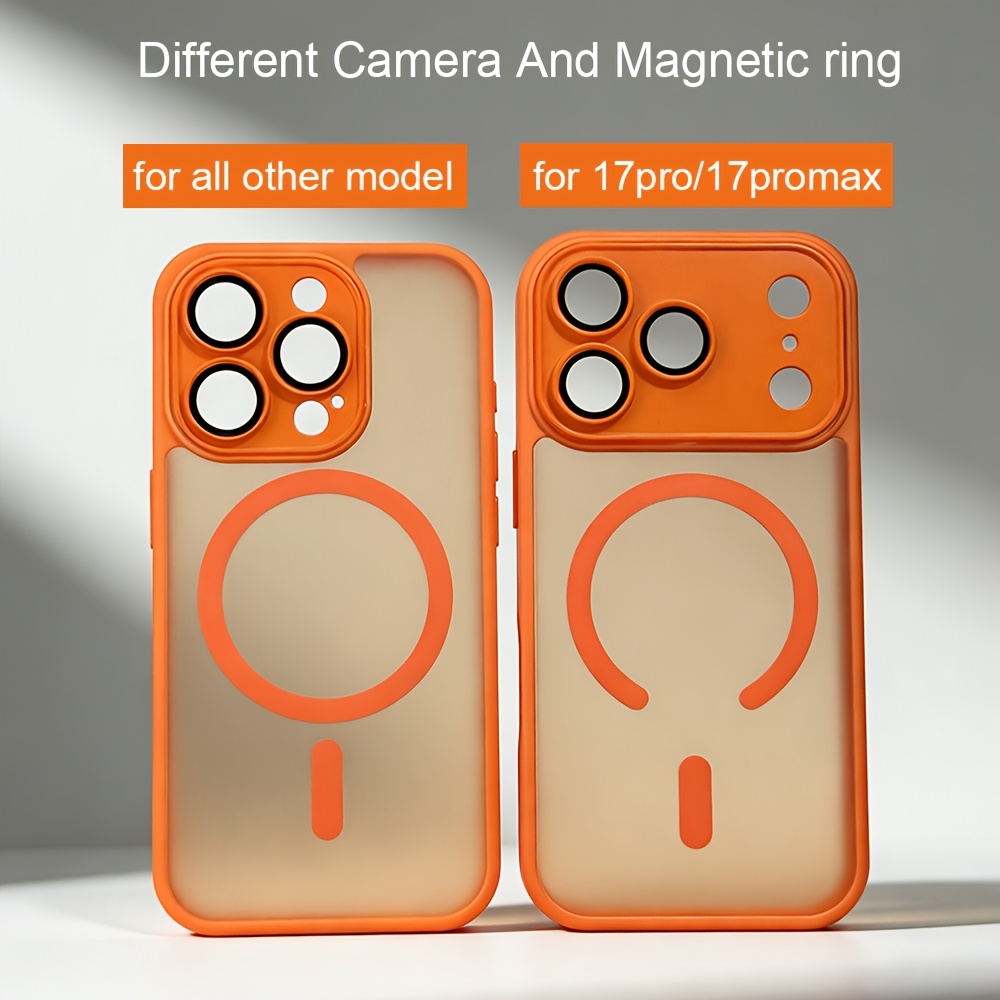 Phone Case - Luxury Magnetic Wireless Charge Phone Case Suitable for Iphone 17 Pro Max Air 16 15 14 13 12 11 Pro Max Plus Matte Translucent Hard Back Armor Shockproof Camera Lens Protection Cover