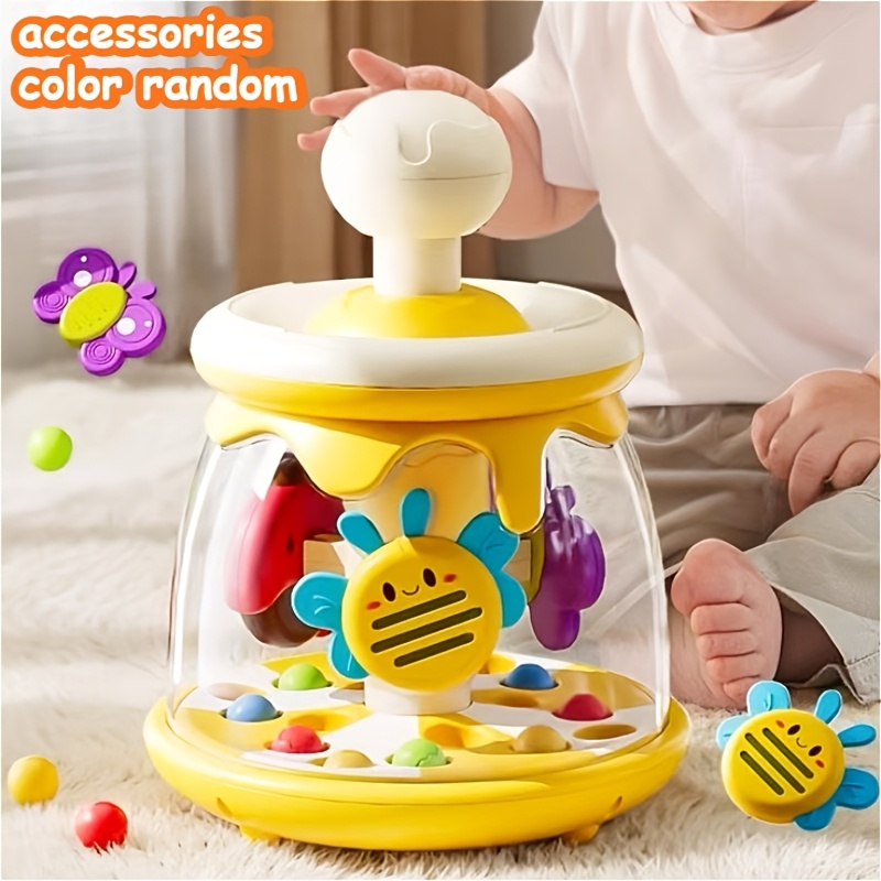 Colorful Rotating Animal Push Toy - Interactive Educational Dome Toy With , Press & Spin Fun For Kids, Perfect Birthday Or Christmas Gift For Boys And Girls, Small Toy, Cognitive Development Games