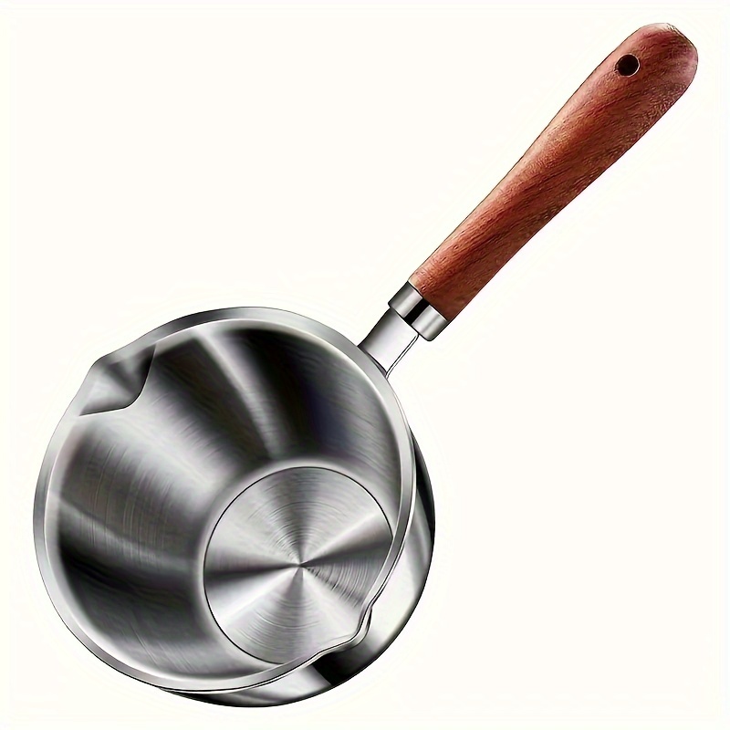 TEMU Stainless Steel Pot Wooden Handle, 1pc, For & , And Restaurant Use, Industrial Supply Equipment, Non-electric