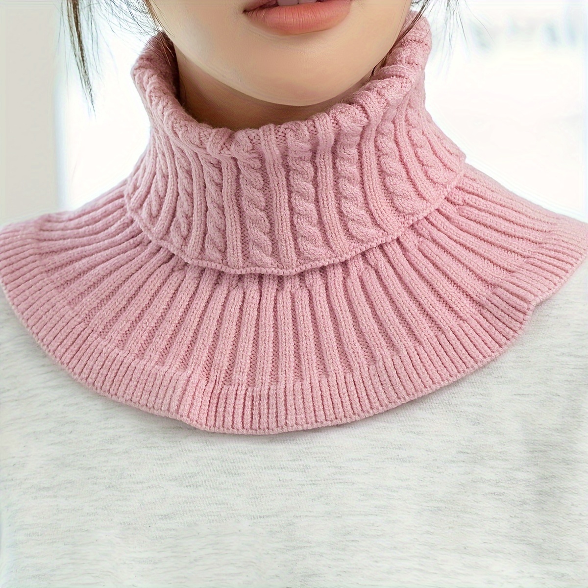 Image of Elegant Twist Faux Collar, Color High Neck Neckpiece For Autumn And Winter Warm Scarf