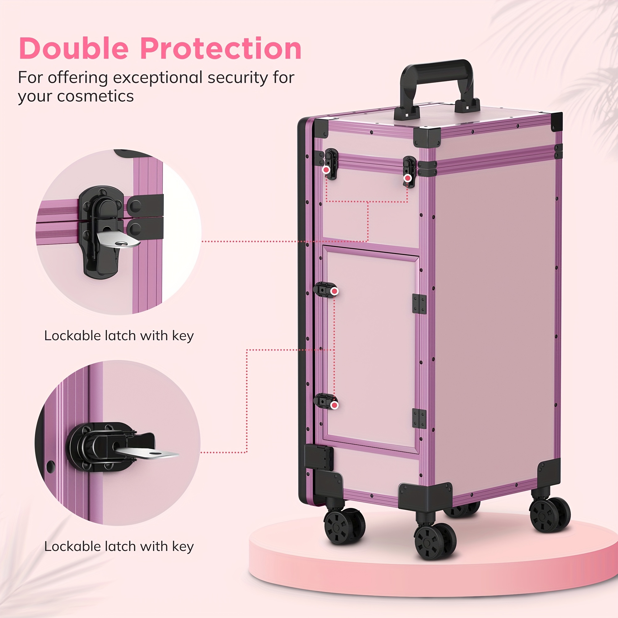 rolling portable manicure table drawers mirror nail polish - Temu