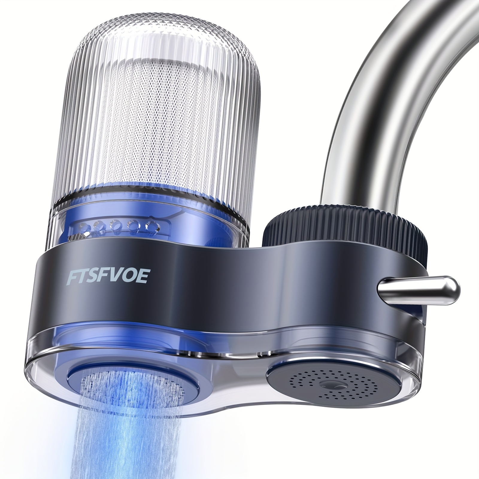 TEMU Water Filter For Sink, Faucet Water Filter With Lights, Activated Carbon Water Faucet Filter Reduces Chlorine, Limescale, & With 2 Replacement